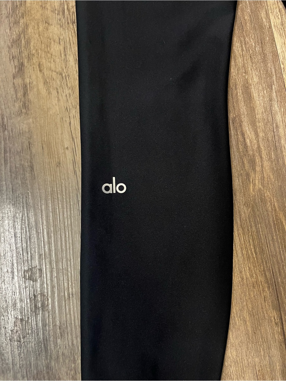 Alo Yoga Airlift High Waist Leggings Black White Sz Small Boxer Style Waistband - Picture 12 of 12